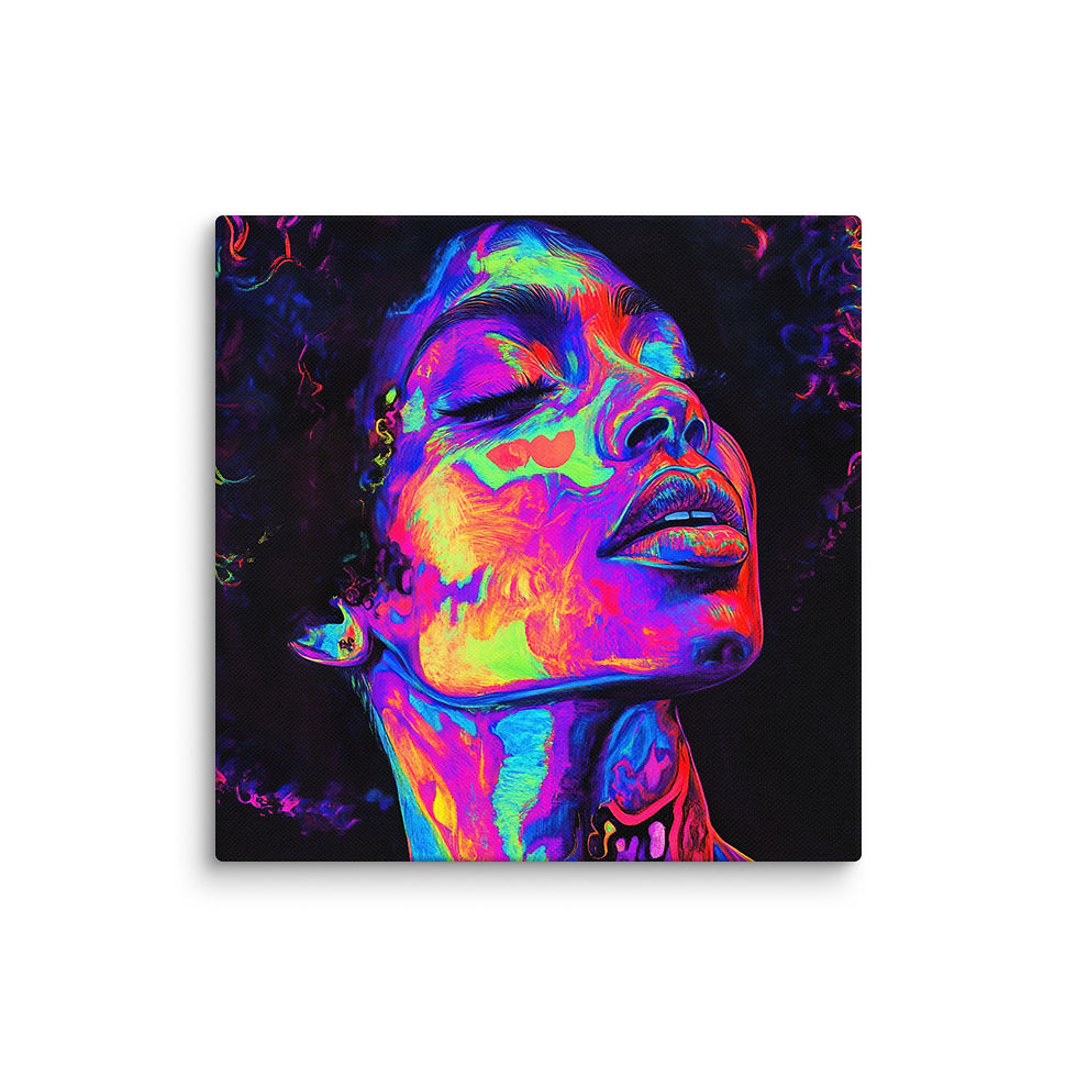 Thumbnail: 2 Fluorescent Art Afro Woman Canvas Wall Art