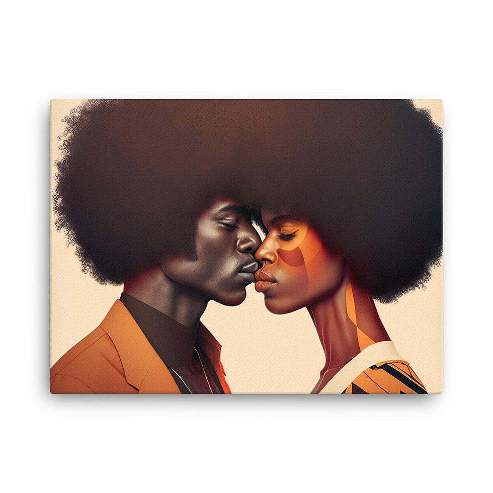 Thumbnail: 3 Bauhaus Afro Couple Canvas Wall Art