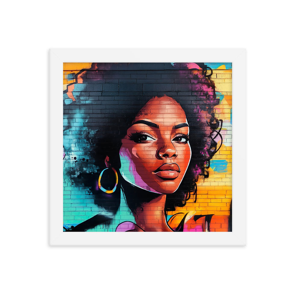 Thumbnail: 4 Graffiti Afro Woman Framed Art Print