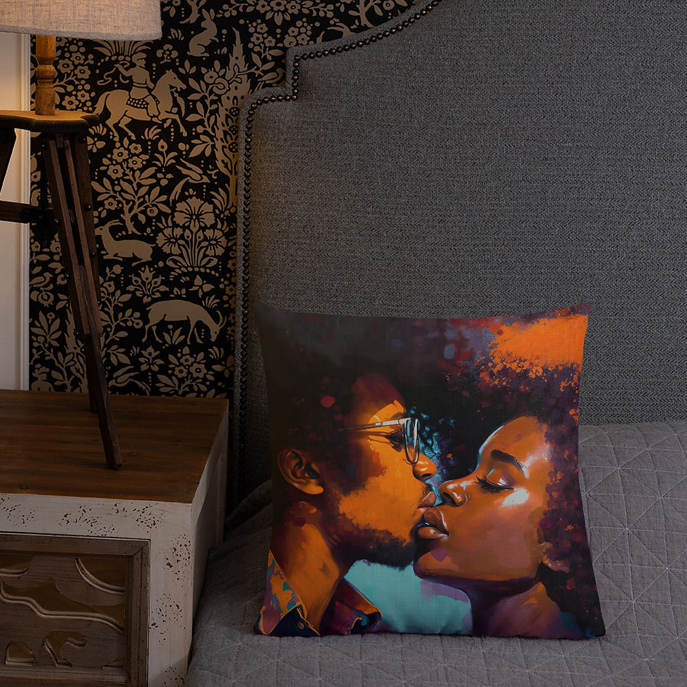 Thumbnail: 4 Expressionism Afro Couple Premium Cushion