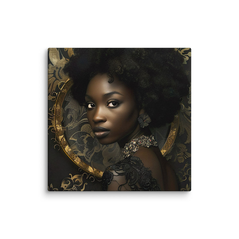 Thumbnail: 2 Rococo Art Afro Woman Canvas Wall Art