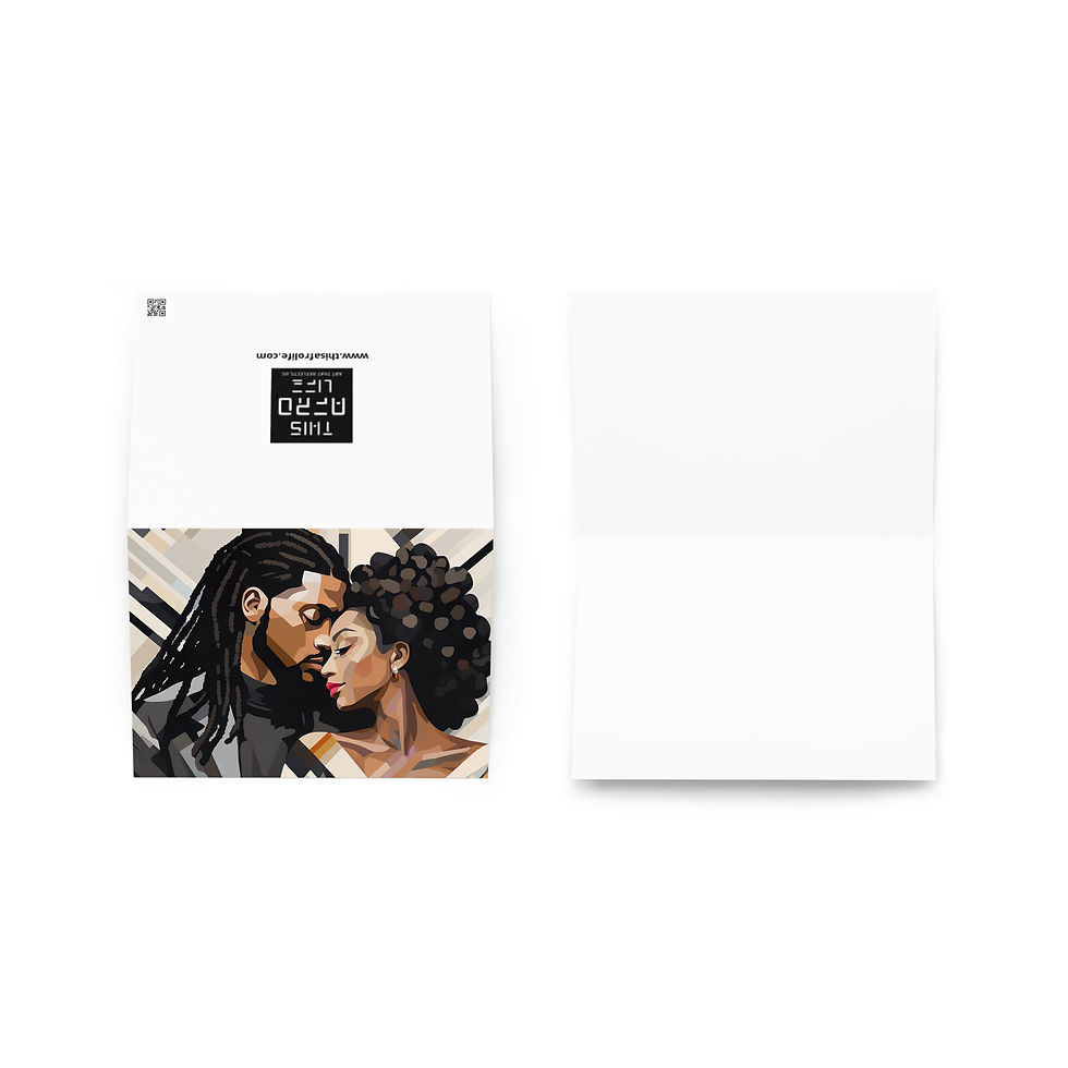 Thumbnail: 3 Bauhaus Geo Afro & Dreadlocks Couple Greeting Card
