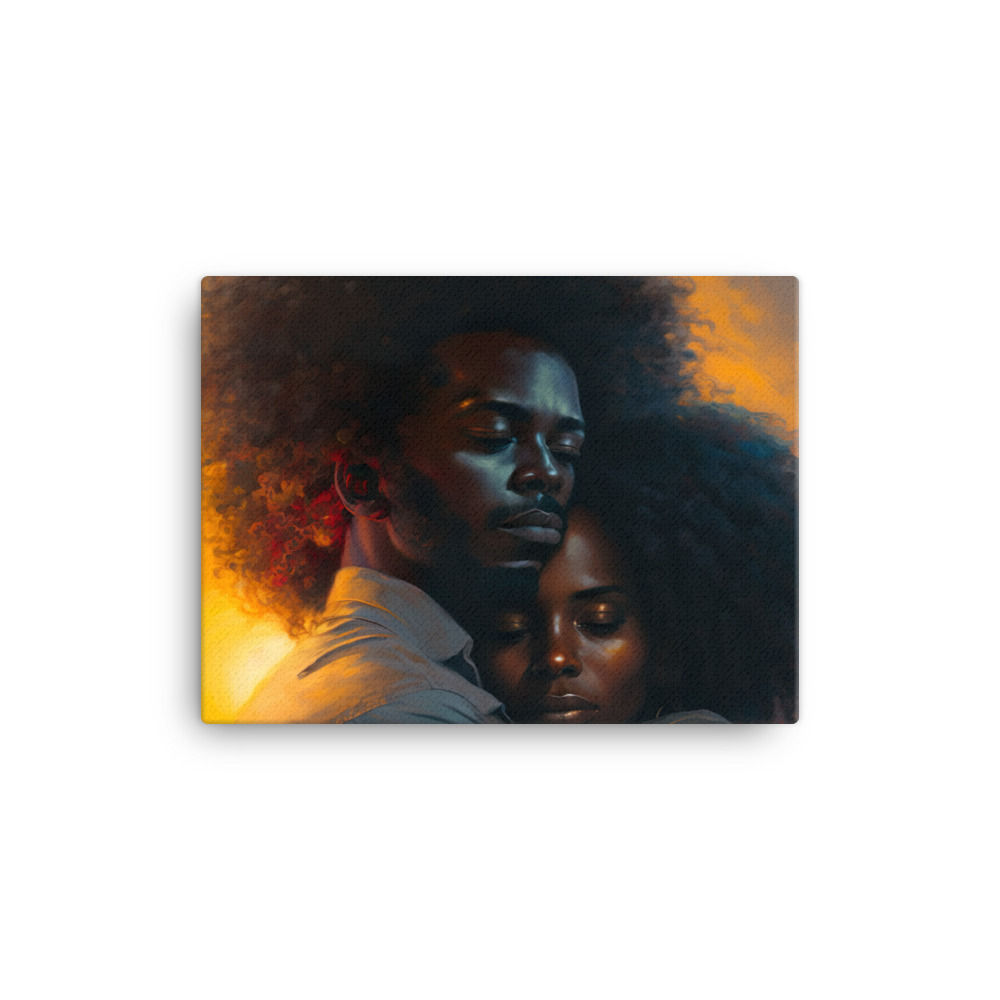 2 Impressionism Afro Couple Canvas Wall Art (Sunset)
