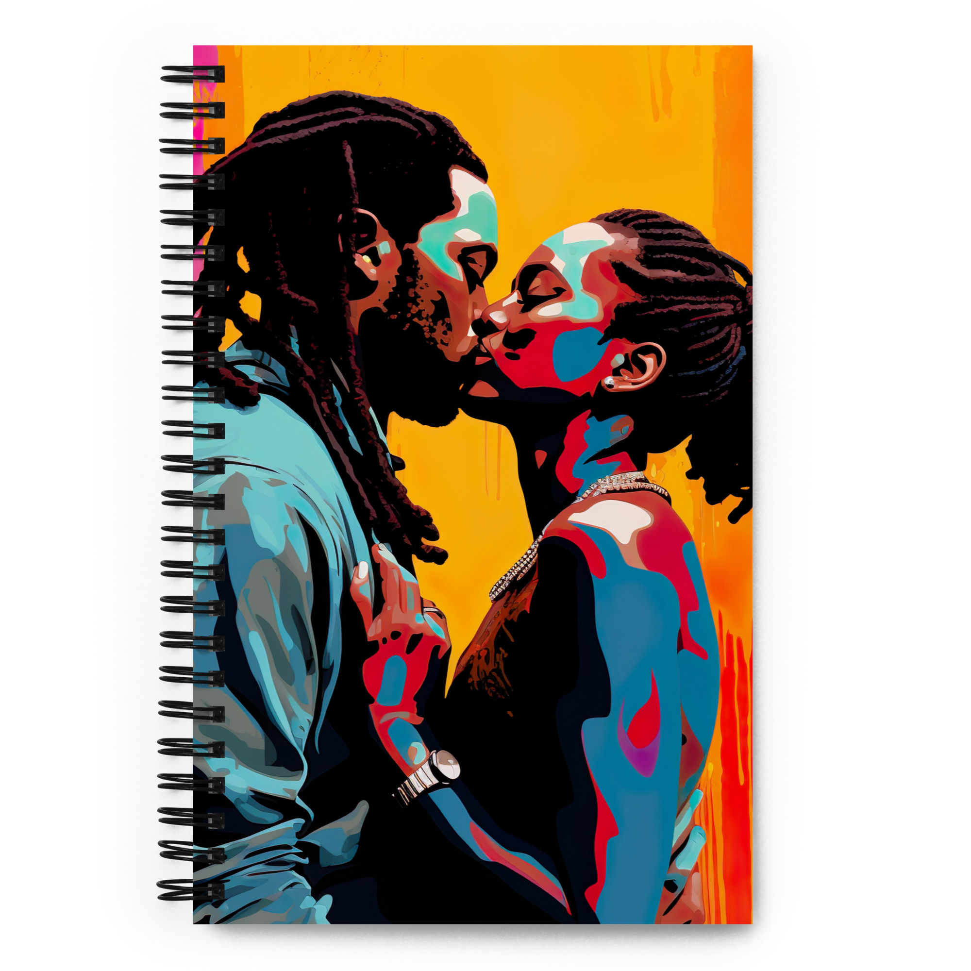 3 Pop Art Dreadlocks Couple Spiral Notebook