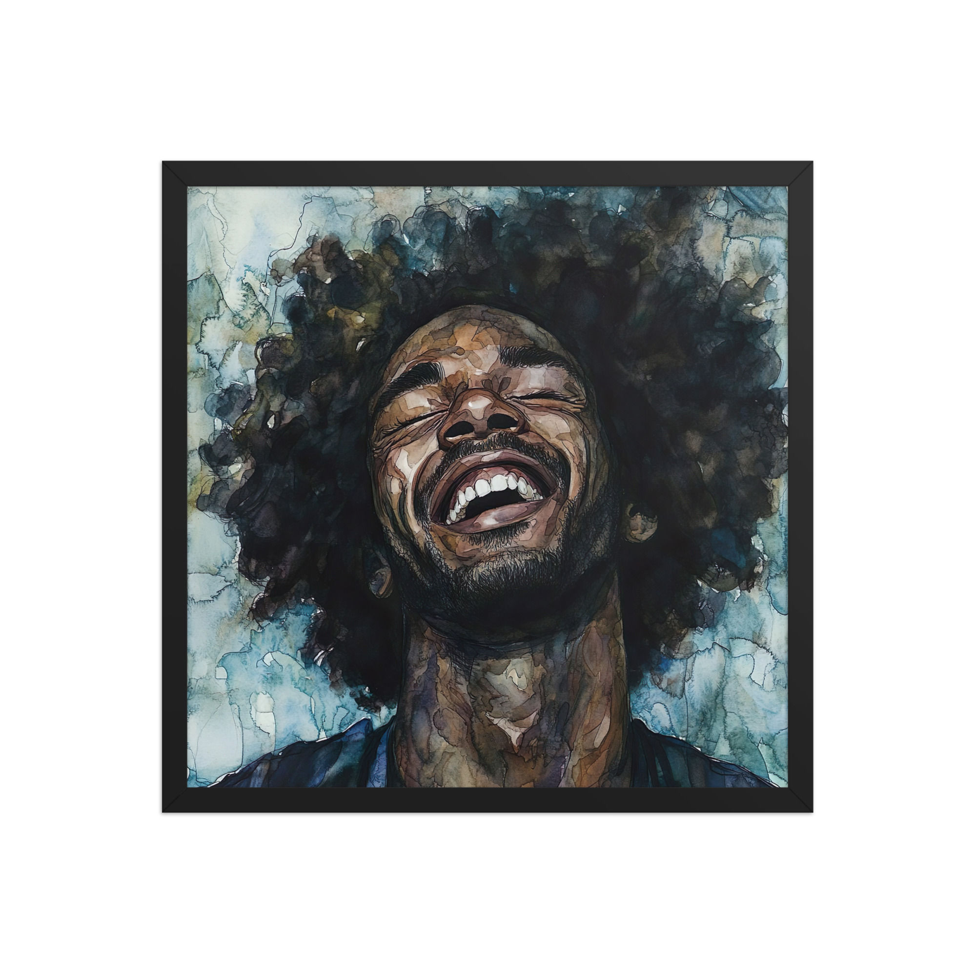 3 Watercolour Afro Man Framed Art Print