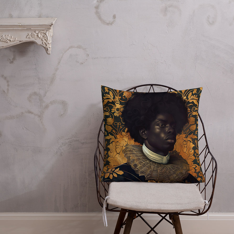 Thumbnail: 3 Rococo Art Afro Man Premium Cushion