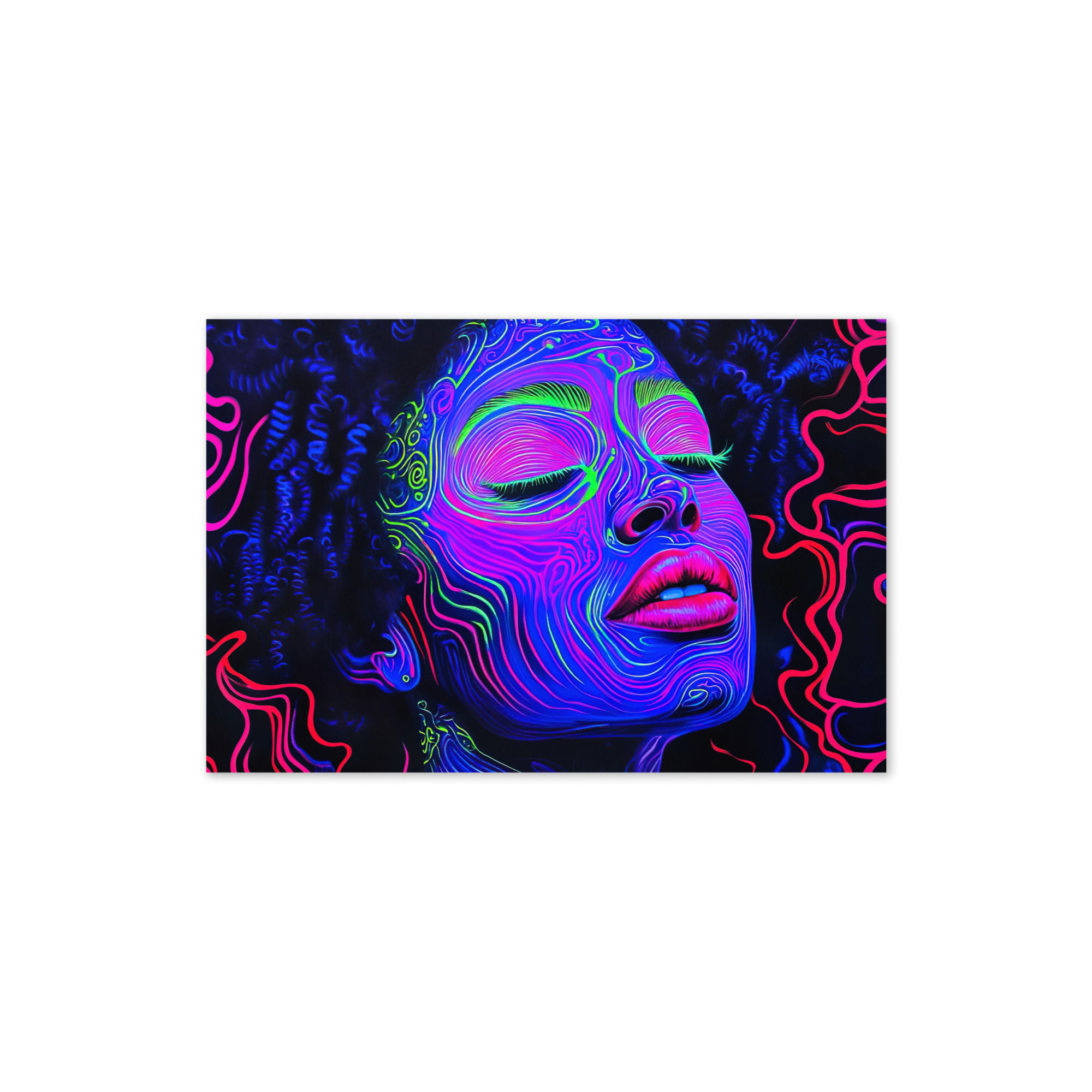 3 Fluorescent Art Afro Woman Greeting Card