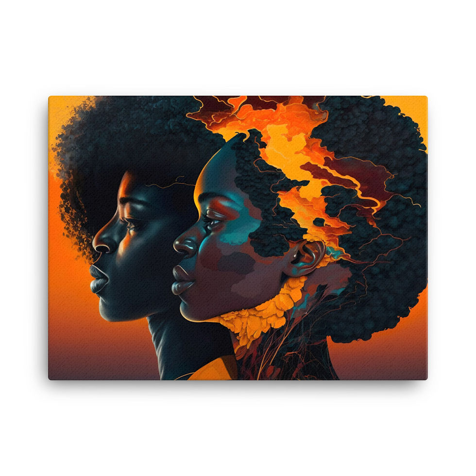 Thumbnail: 1 Abstract Afro Couple Canvas Wall Art