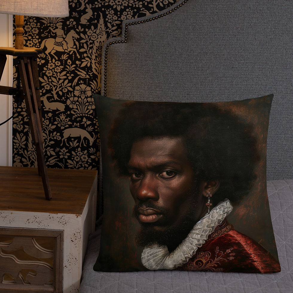 Thumbnail: 1 Renaissance Art Afro Man Premium Cushion