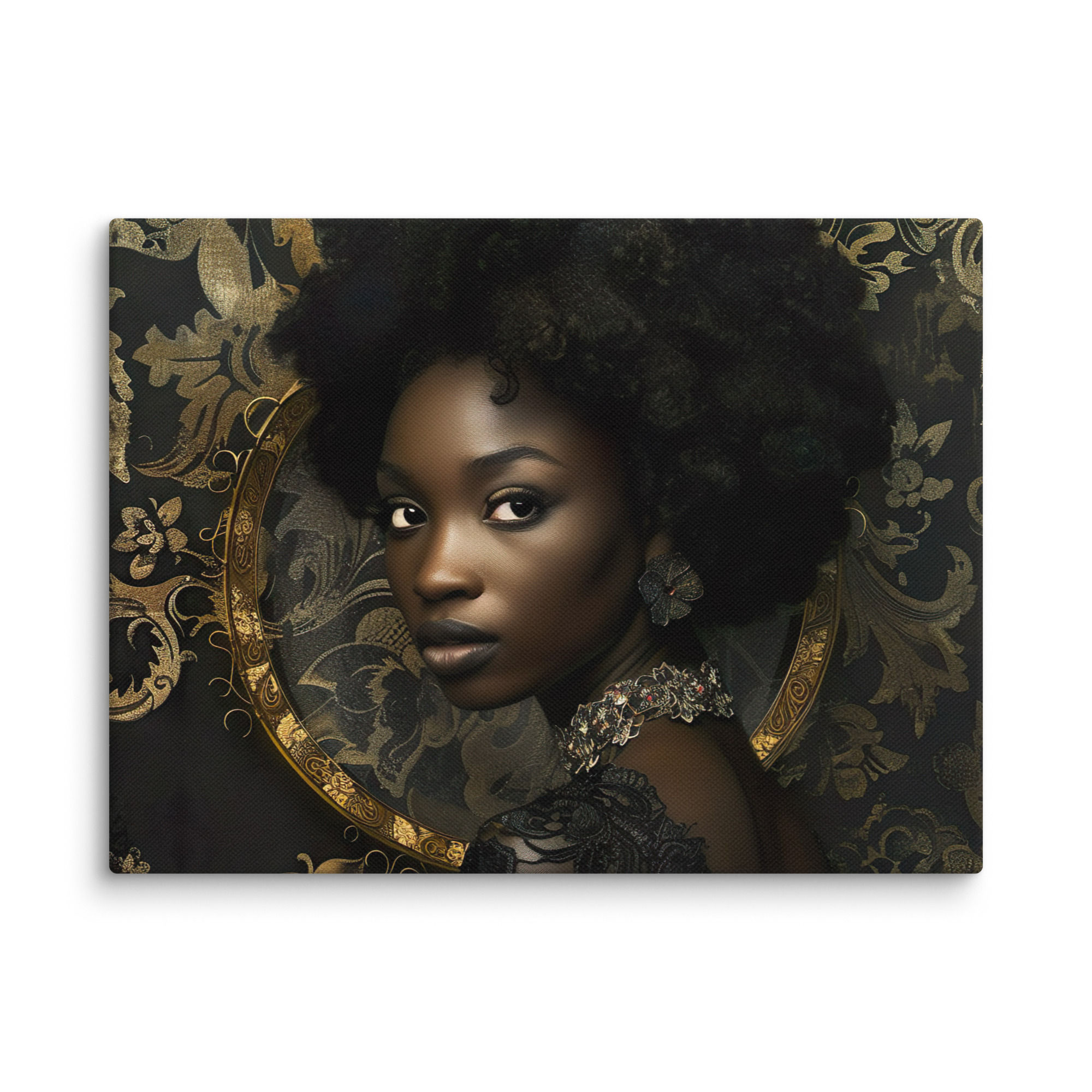 2 Rococo Art Afro Woman Canvas Wall Art