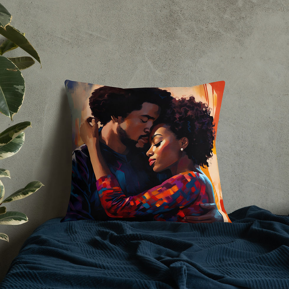 Thumbnail: 4a Expressionism Afro Couple Premium Cushion