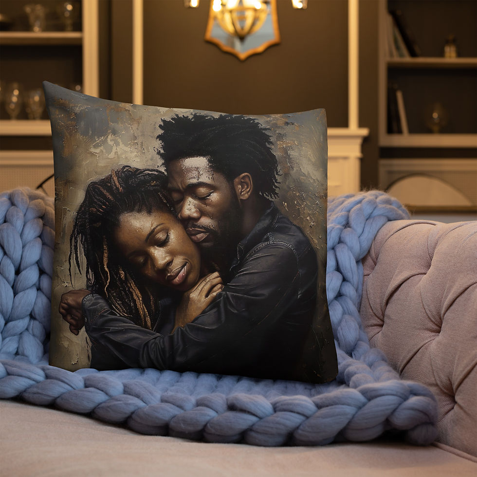 Thumbnail: 3 Realist Art Dreadlocks Couple Premium Cushion
