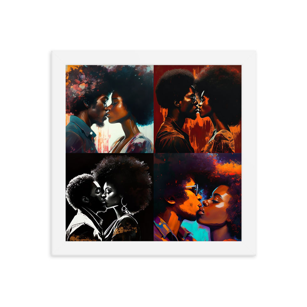 Thumbnail: All 4 Expressionism Afro Couples Framed Art Print