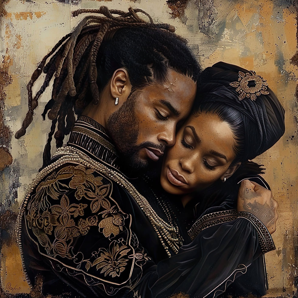 Thumbnail: 3 Renaissance Art Dreadlocks & Wrap Couple Spiral Notebook