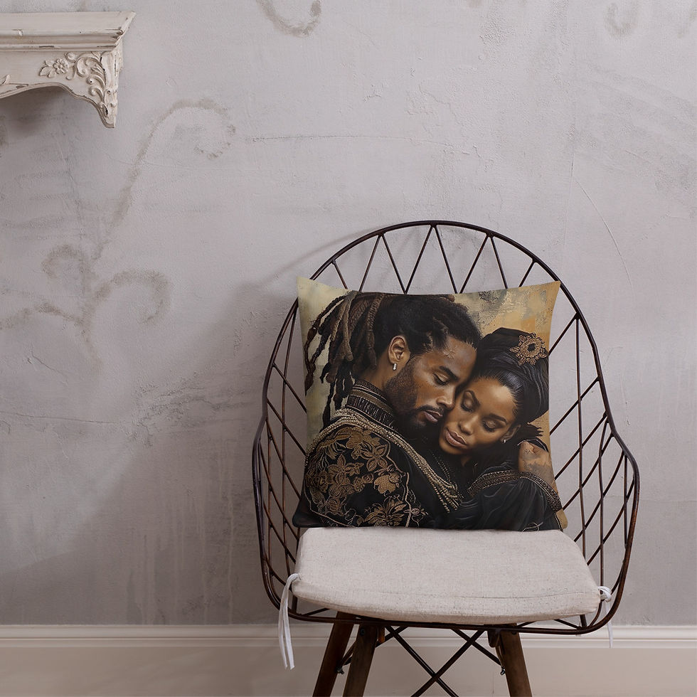 Thumbnail: 3 Renaissance Art Dreadlocks & Wrap Couple Premium Cushion