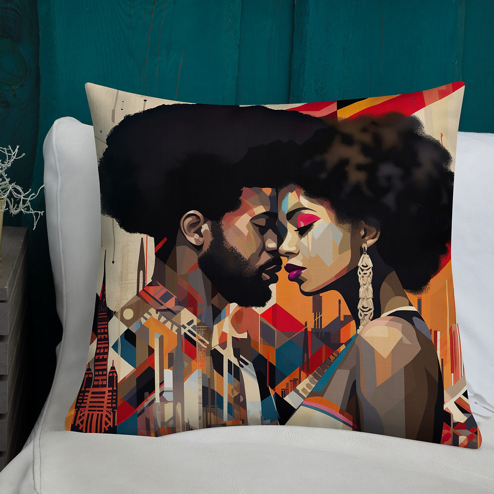 Thumbnail: 2 Bauhaus Geo Afro Couple Premium Cushion