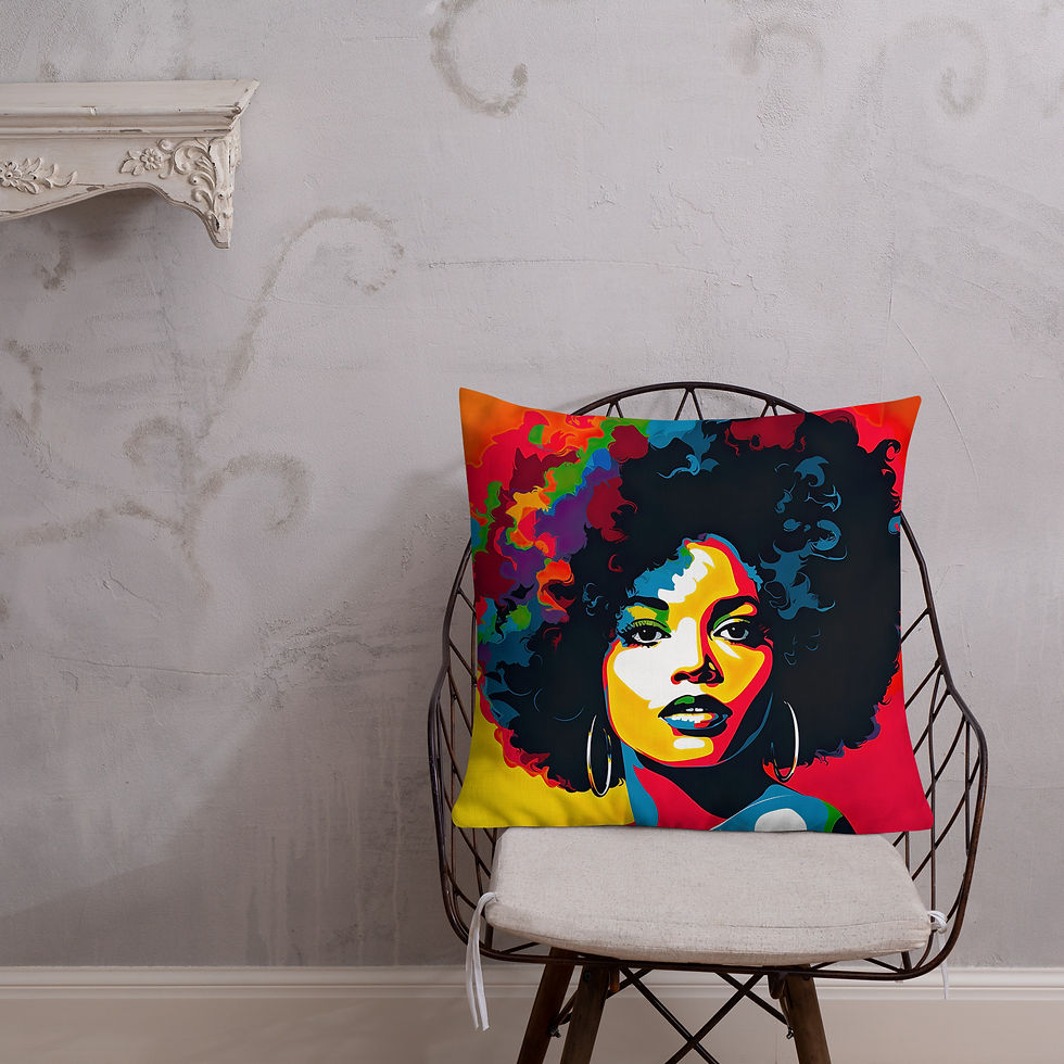 Thumbnail: 4a Pop Art Afro Woman Premium Cushion