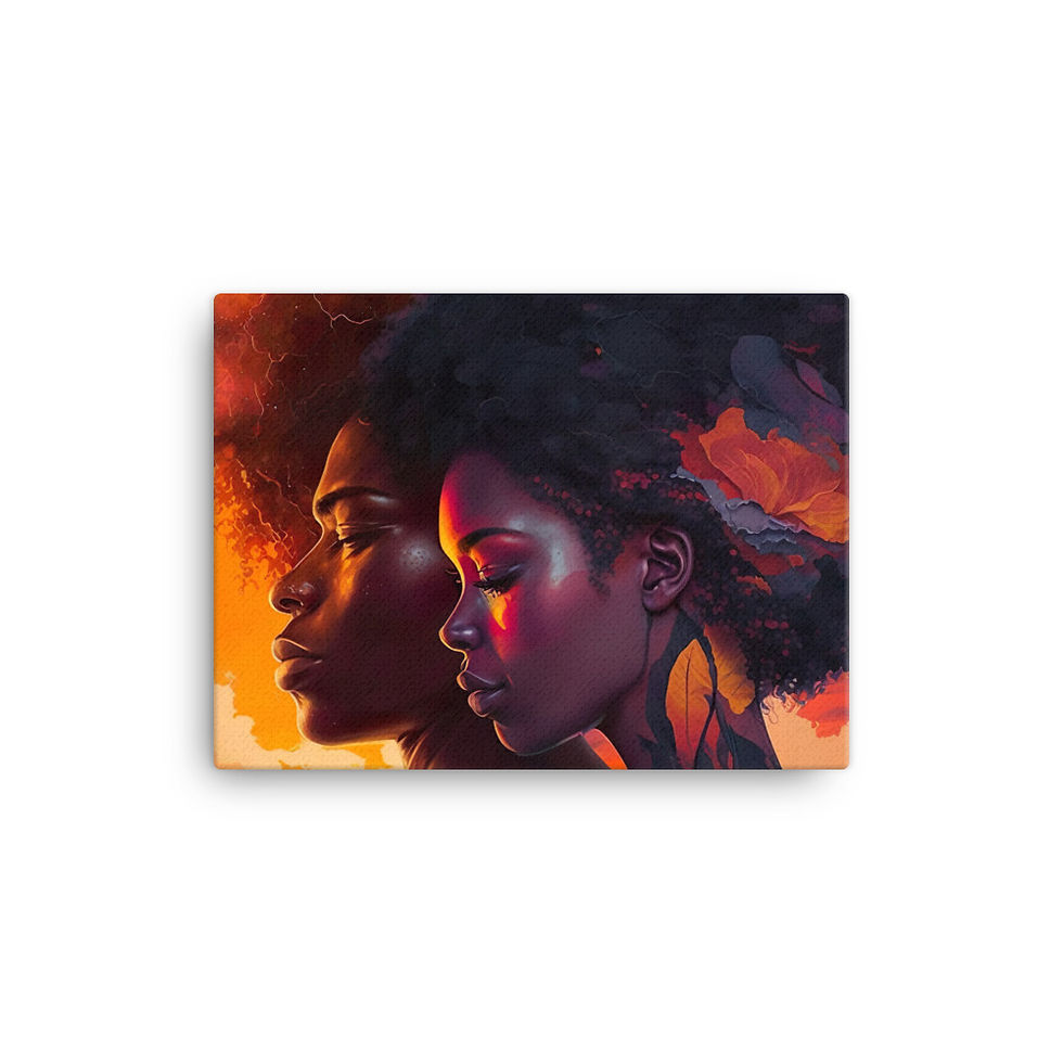 Thumbnail: 2 Abstract Afro Couple Canvas Wall Art
