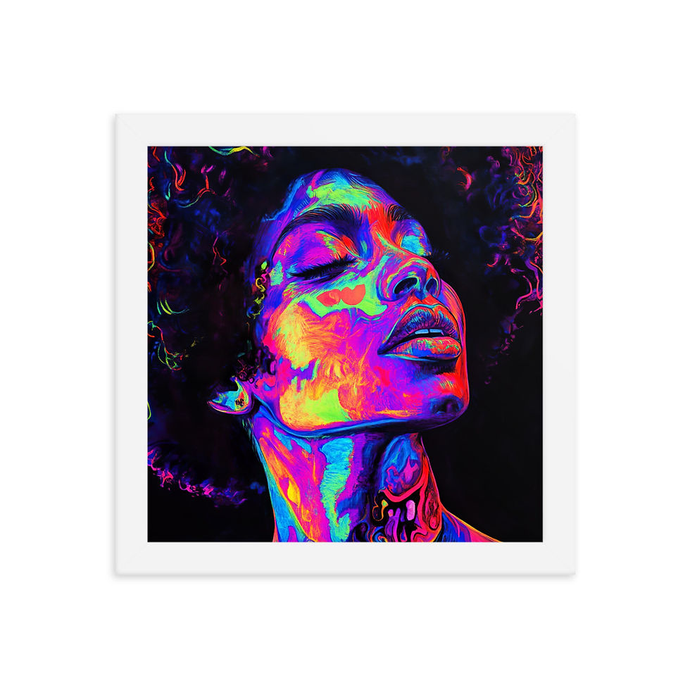 Thumbnail: 2 Fluorescent Afro Woman Framed Art Print
