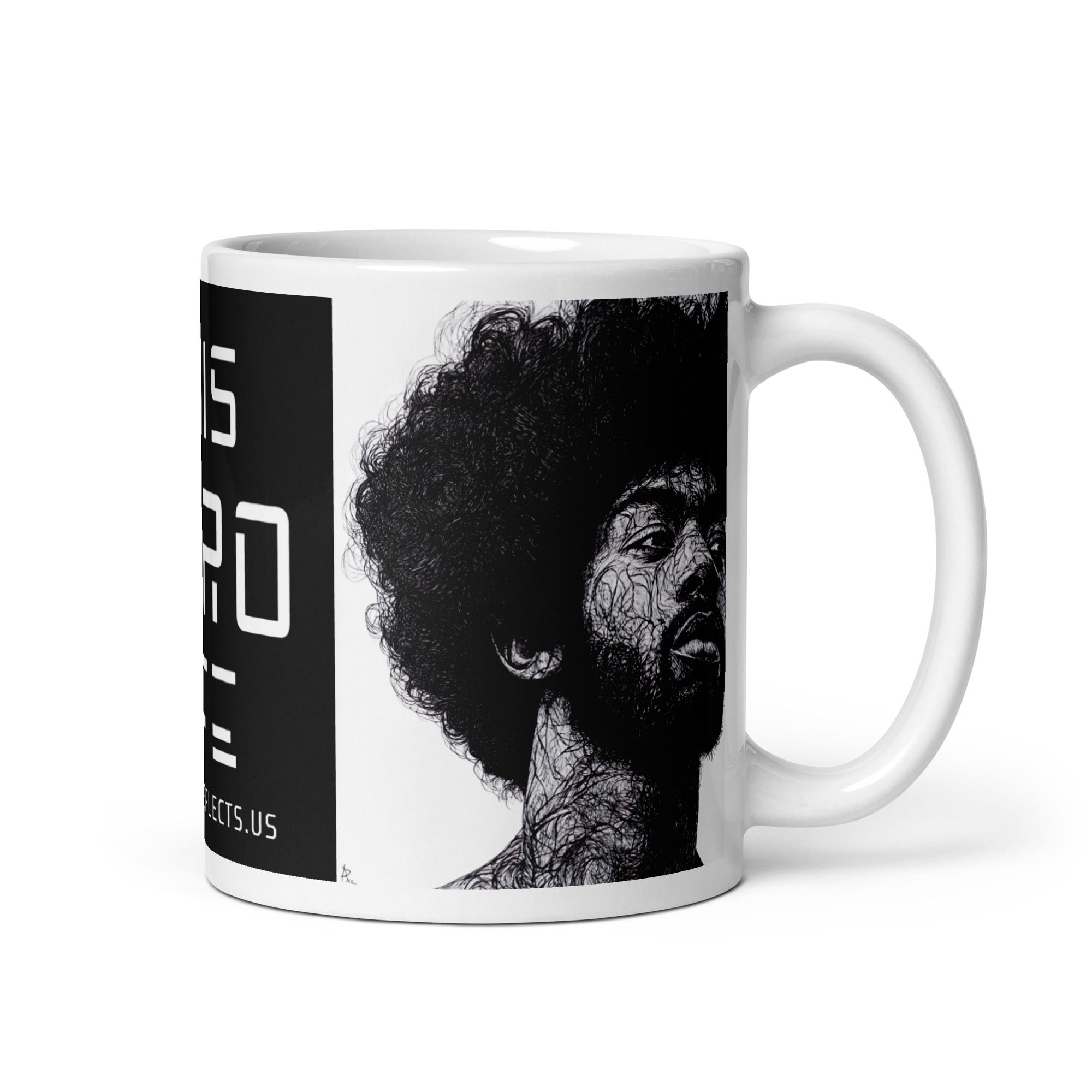 4 Pen & Ink Etched Art Afro Man Mug