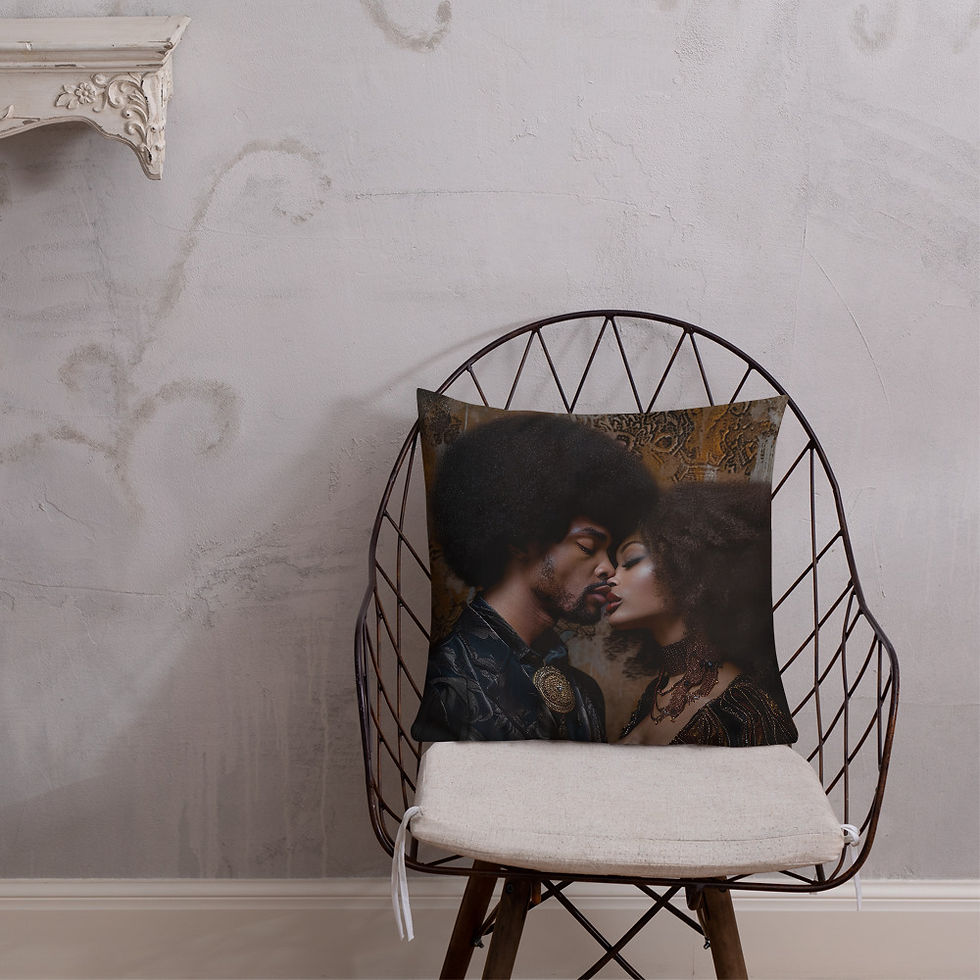 Thumbnail: 3 Realist Art Afro Couple Premium Cushion