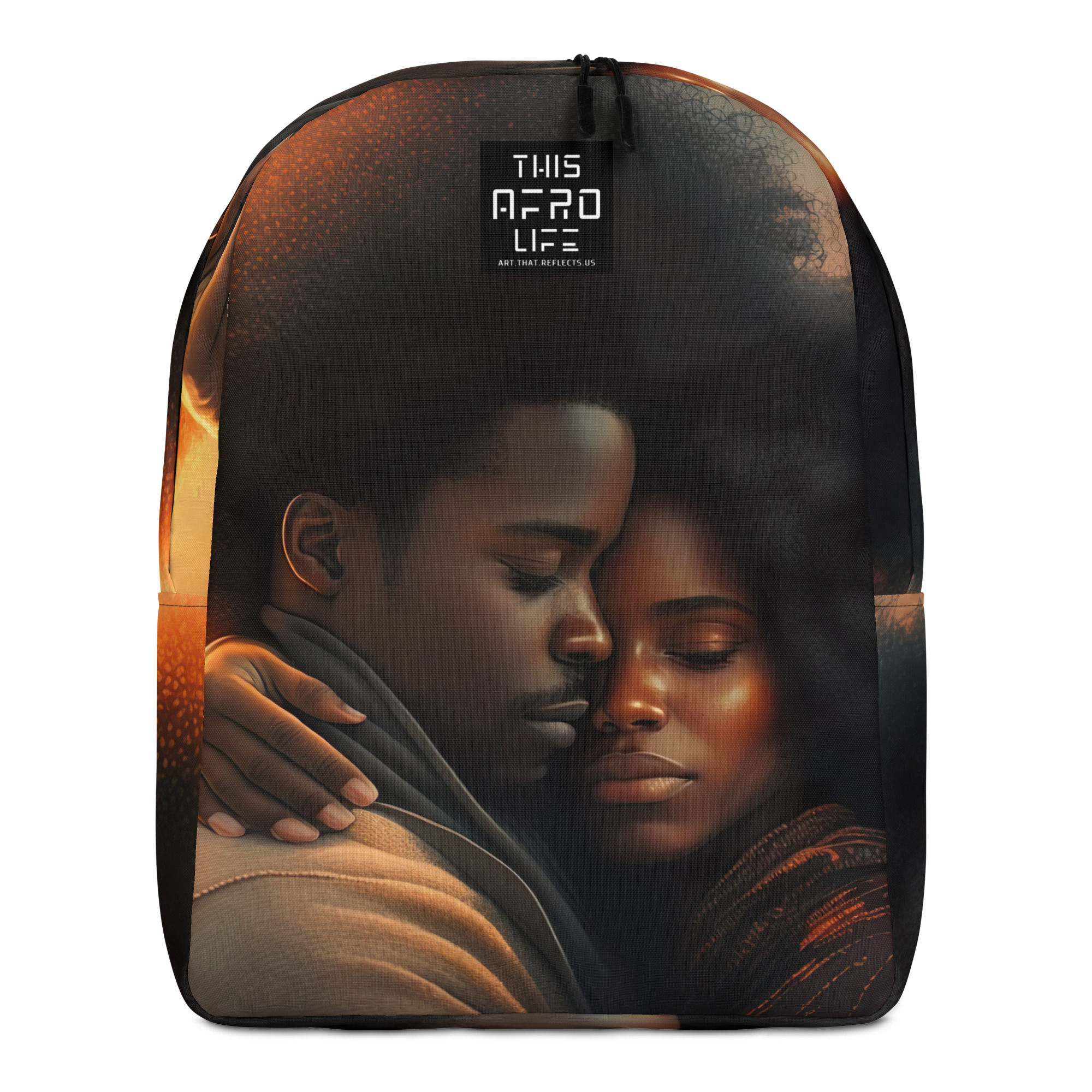 3 Impressionism Afro Couple Backpack (Sunset)
