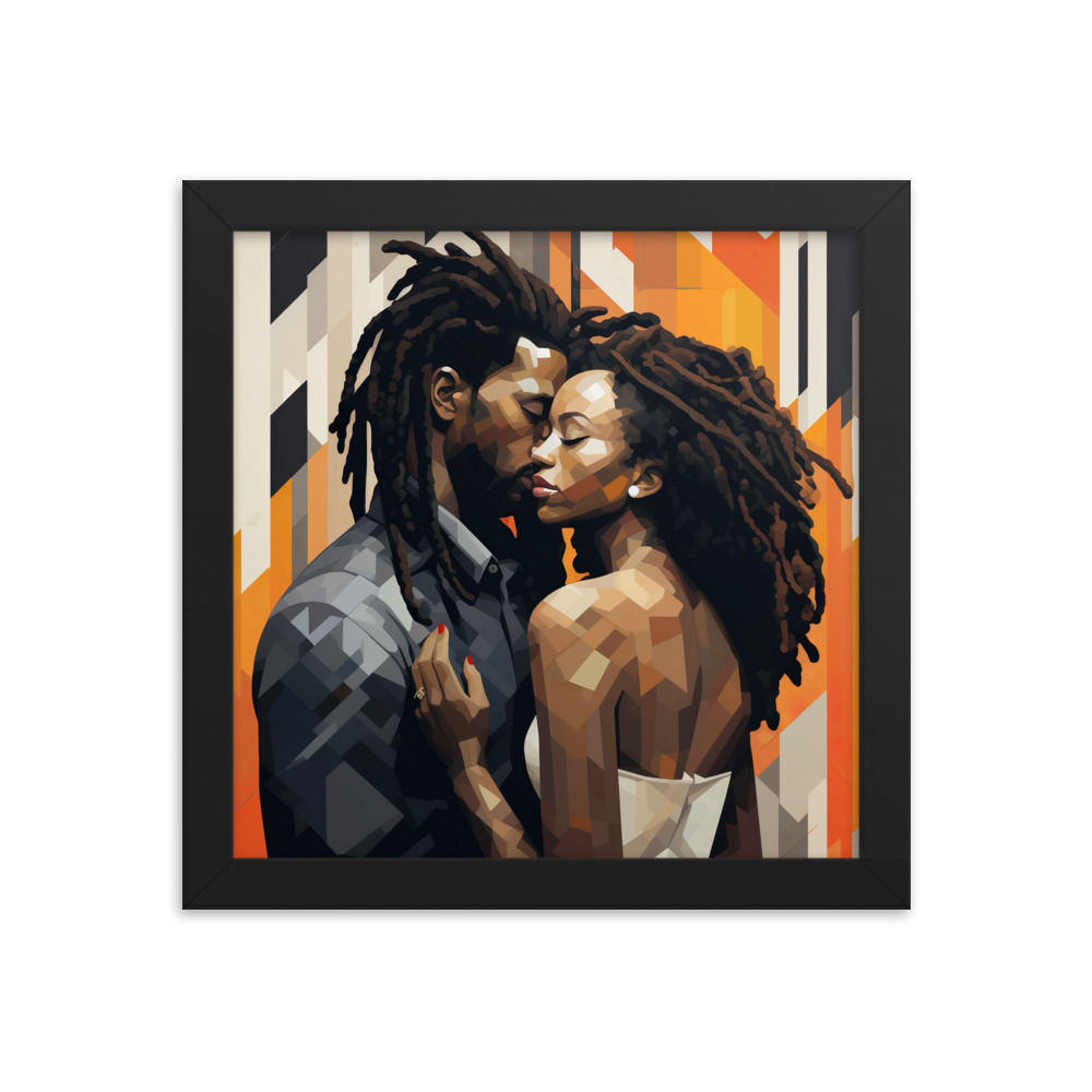 4 Bauhaus Geo Dreadlocks Couple Framed Art Print