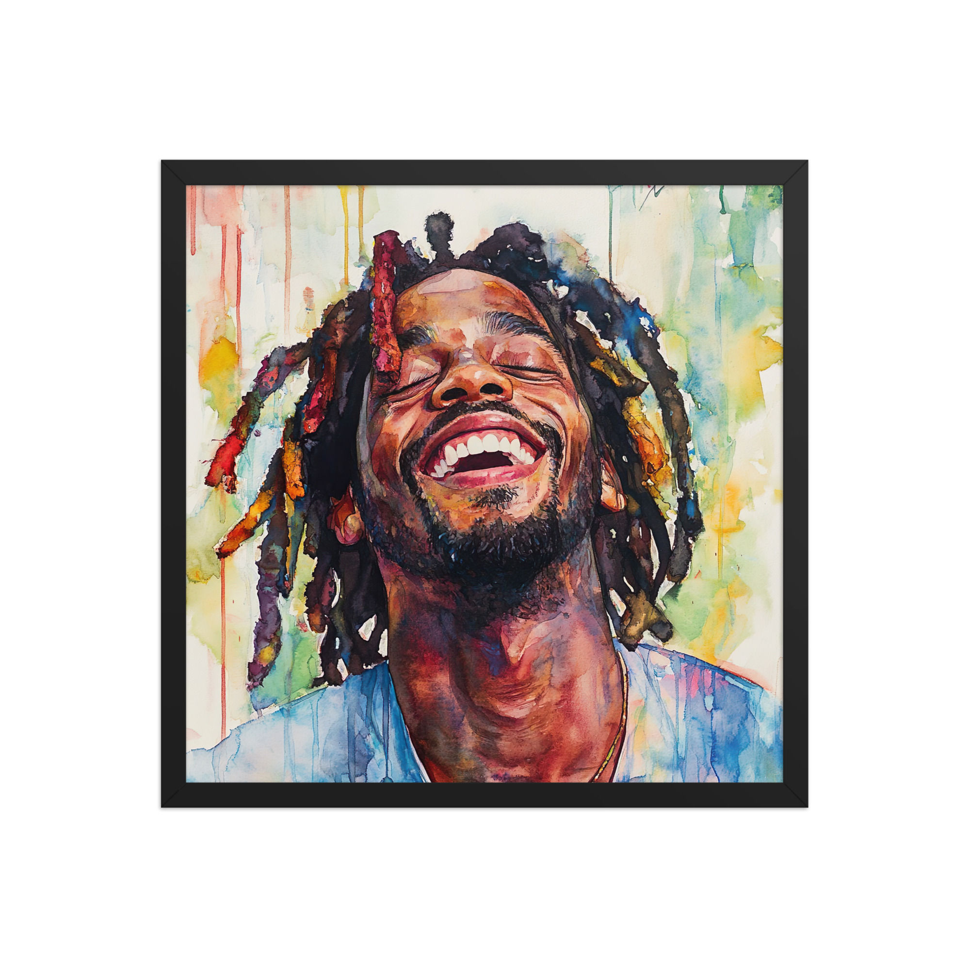 2 Watercolour Dreadlocks Man Framed Art Print
