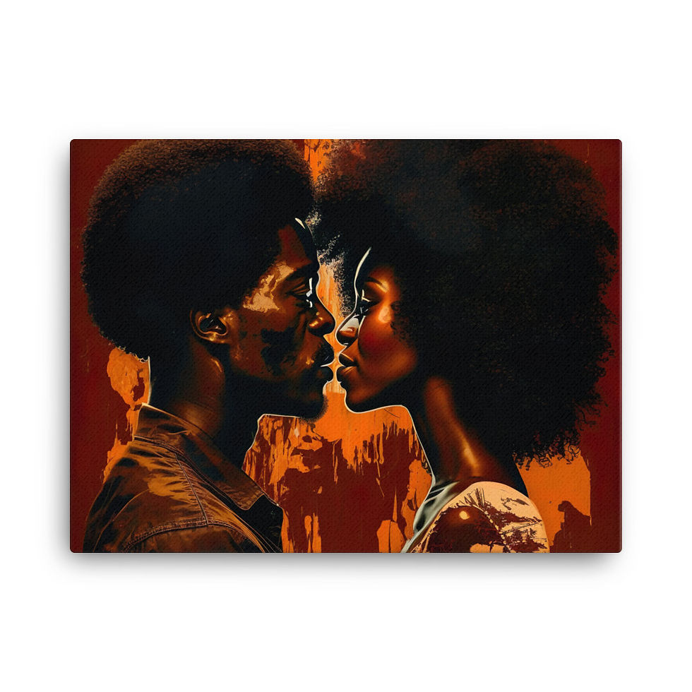 Thumbnail: 2 Expressionism Afro Couple Canvas Wall Art