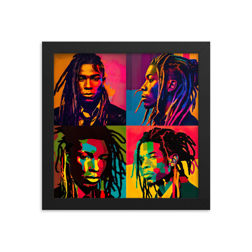 All 4 Pop Art Dreadlocks Men Framed Art Print