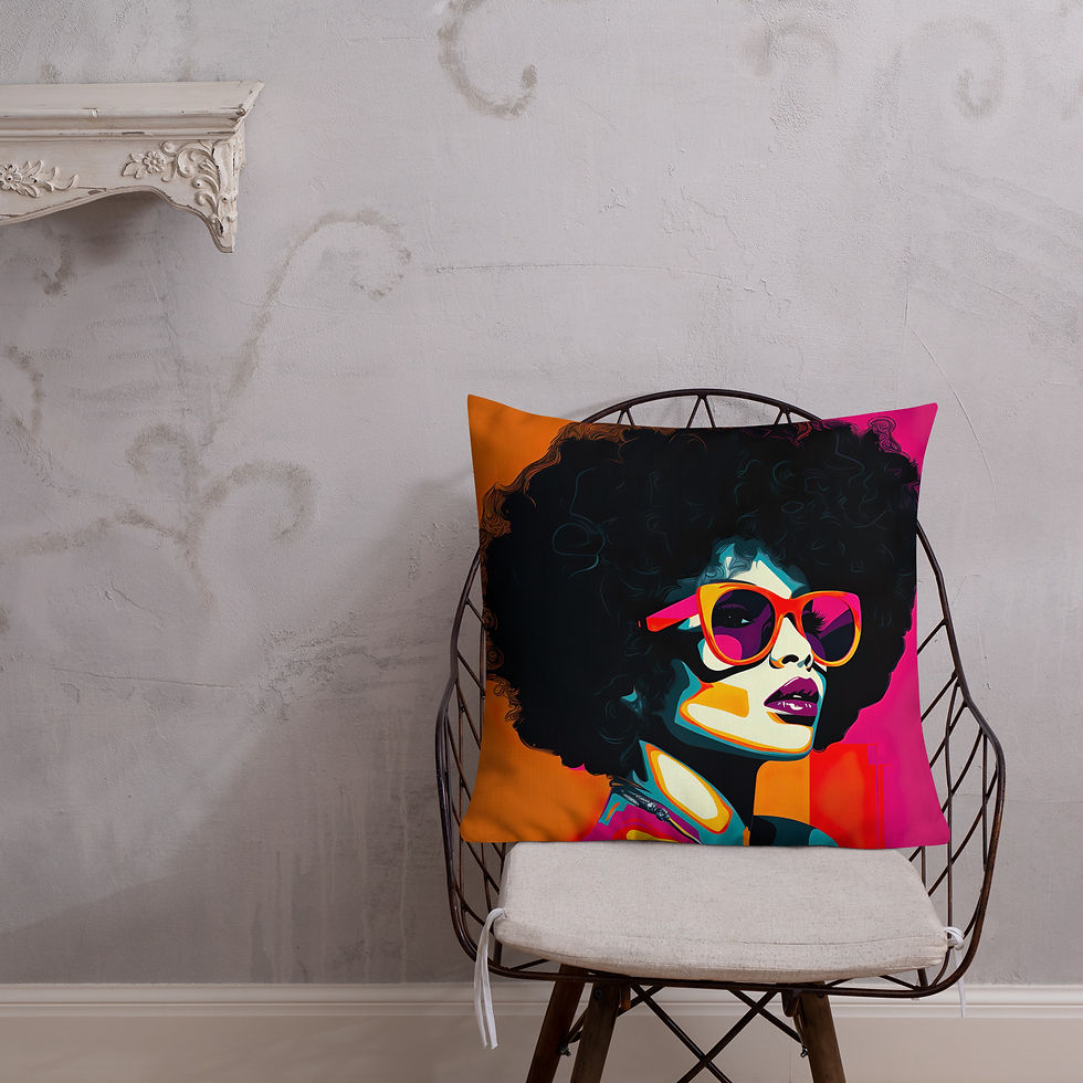 Thumbnail: 1a Pop Art Afro Woman Premium Cushion