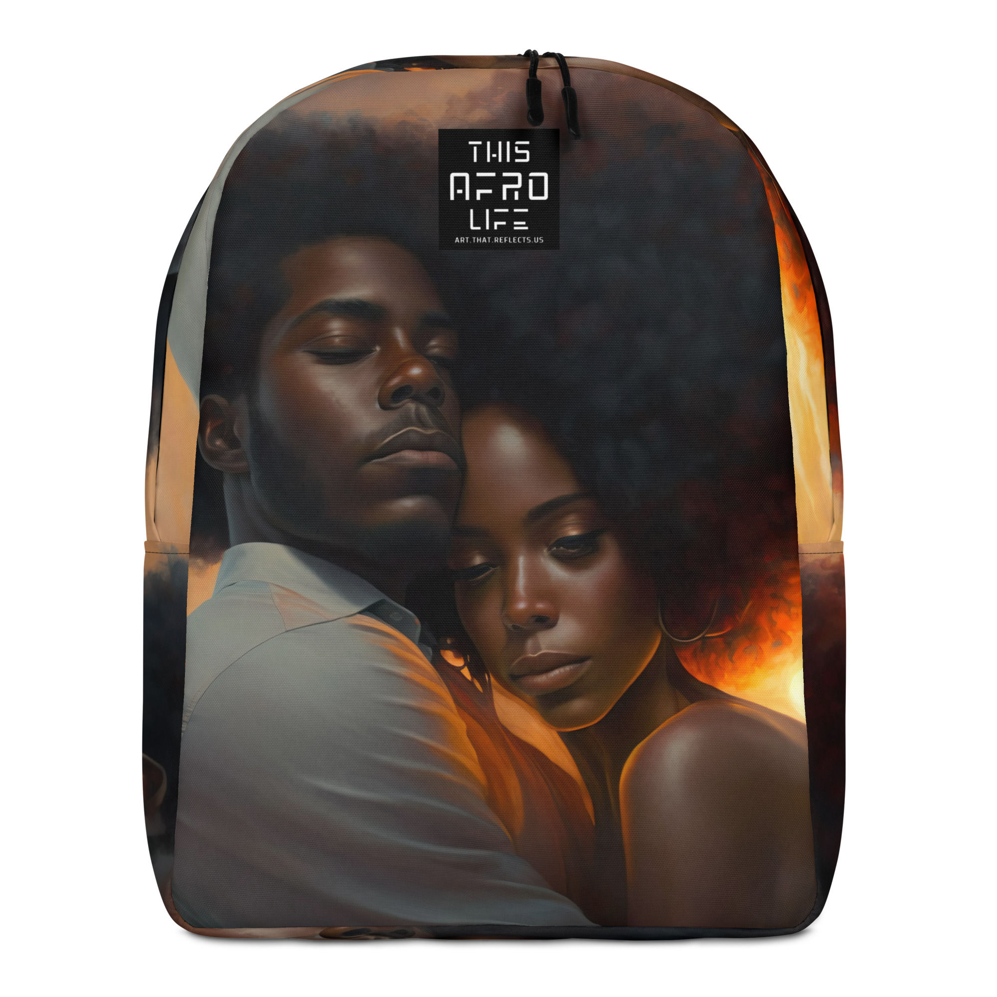 4 Impressionism Afro Couple Backpack (Sunset)