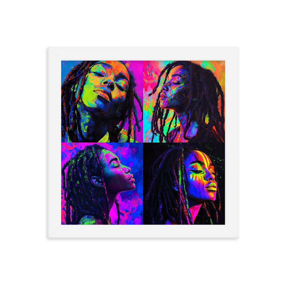 Thumbnail: All 4 Fluorescent Art Dreadlocks Women Framed Poster