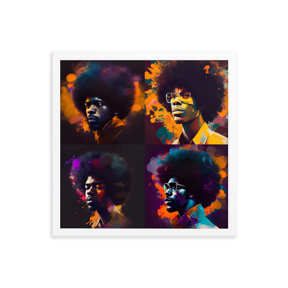 Thumbnail: All 4 Abstract Afro Men Framed Art Print