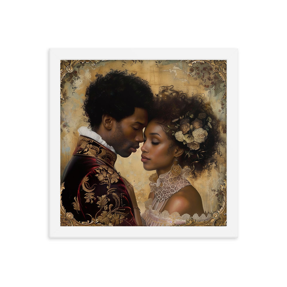 Thumbnail: 3 Rococo Art Afro Couple Framed Art Print