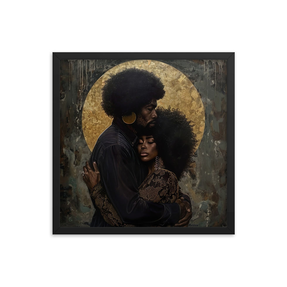 Thumbnail: 4 Renaissance Art Afro Couples Framed Art Print