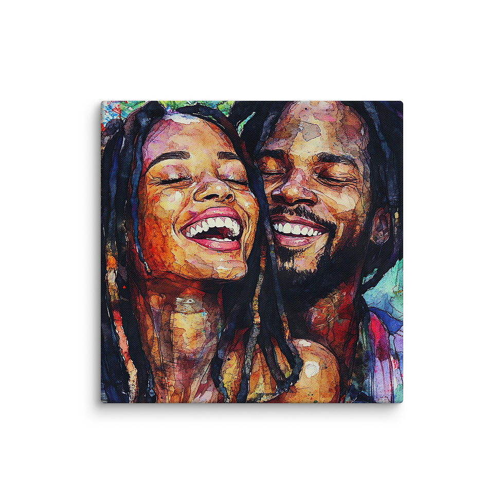 Thumbnail: 2 Watercolour Art Dreadlocks Couple Canvas Wall Art