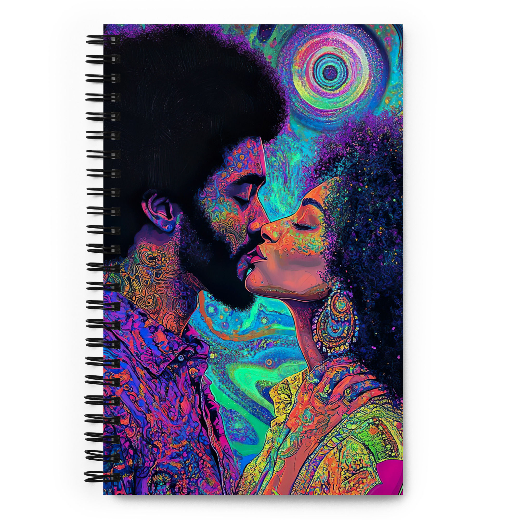 2 Fluorescent Art Afro Couple Spiral Notebook