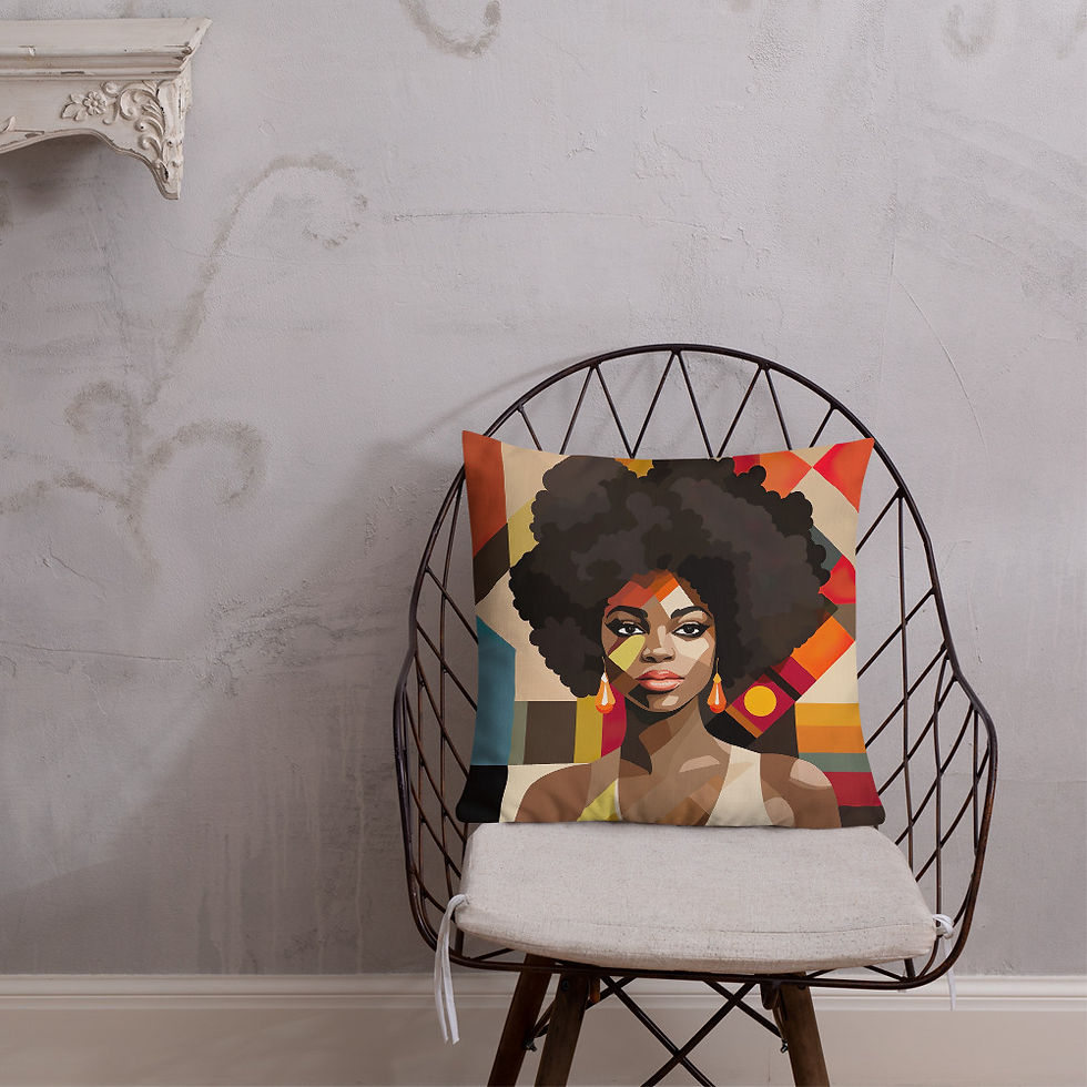 Thumbnail: 2 Bauhaus Geo Afro Woman Premium Cushion