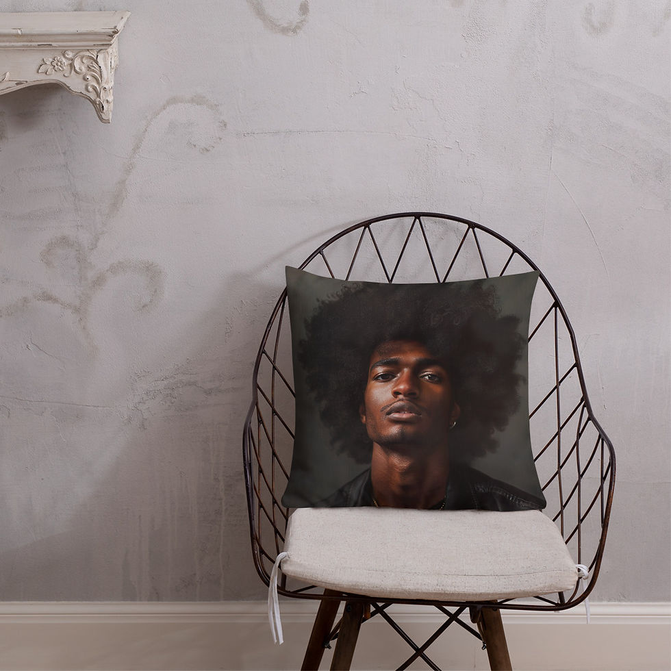 Thumbnail: 2 Realist Art Afro Man Premium Cushion