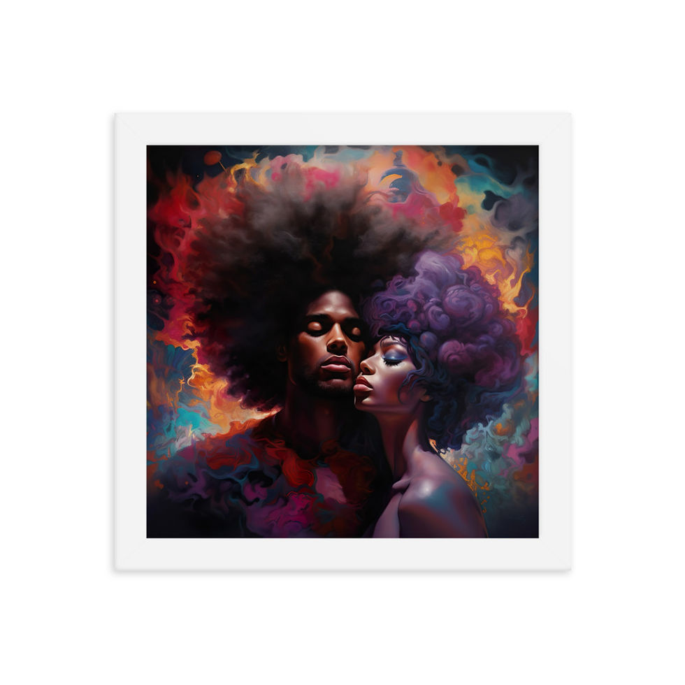 Thumbnail: 1 Surrealism Art Afro Couple Framed Art Print