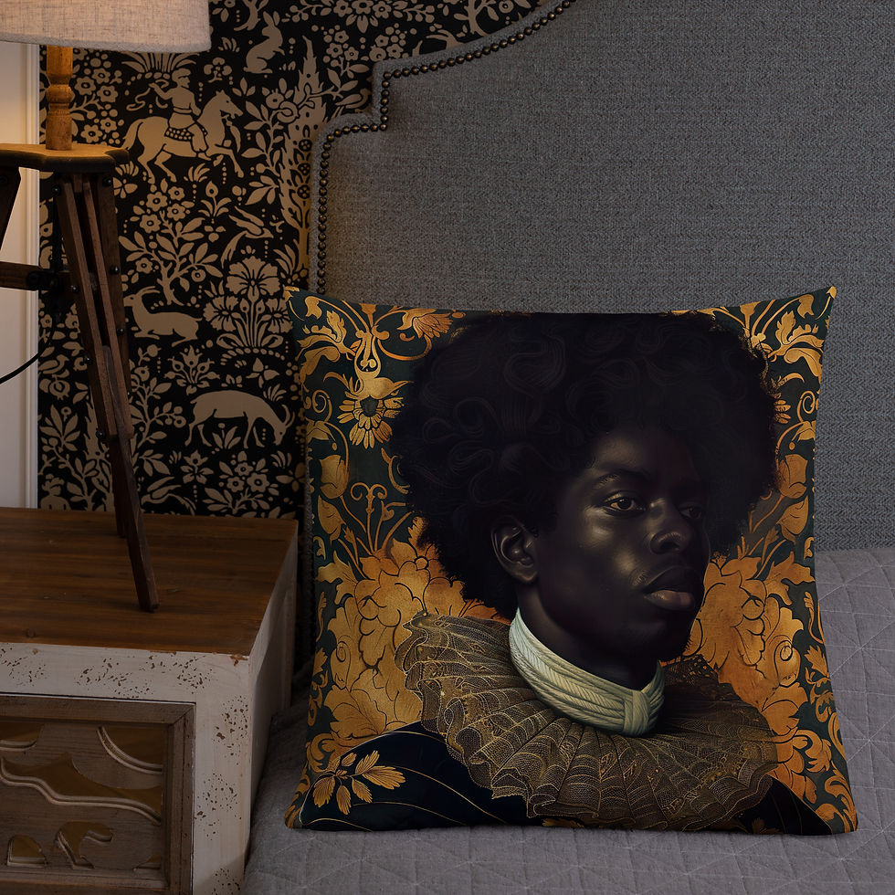 Thumbnail: 3 Rococo Art Afro Man Premium Cushion