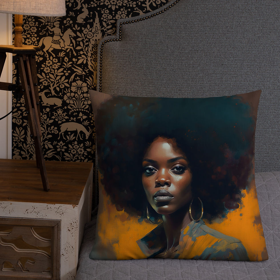 Thumbnail: 3 Expressionism Afro Woman Premium Cushion