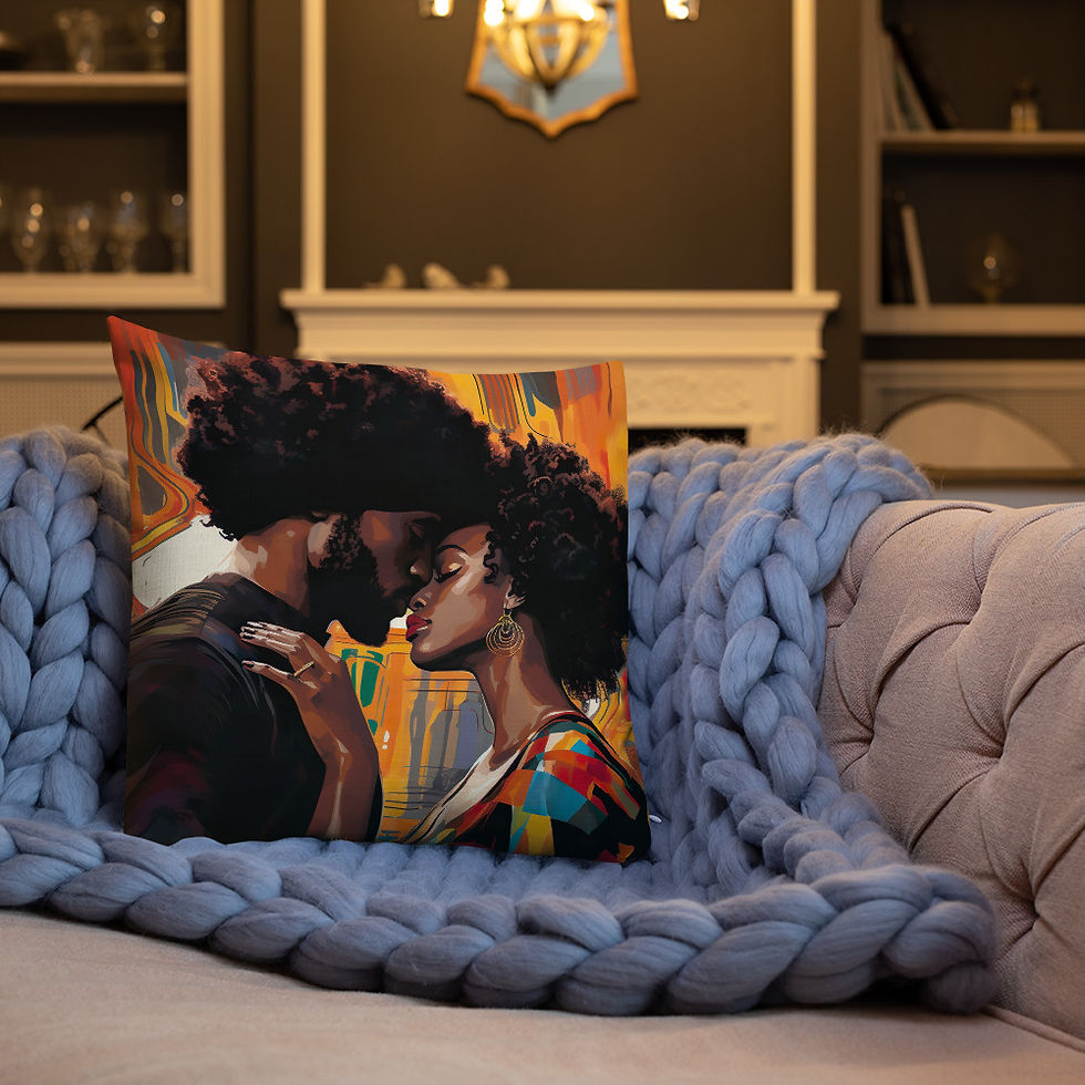 Thumbnail: 1a Expressionism Afro Couple Premium Cushion