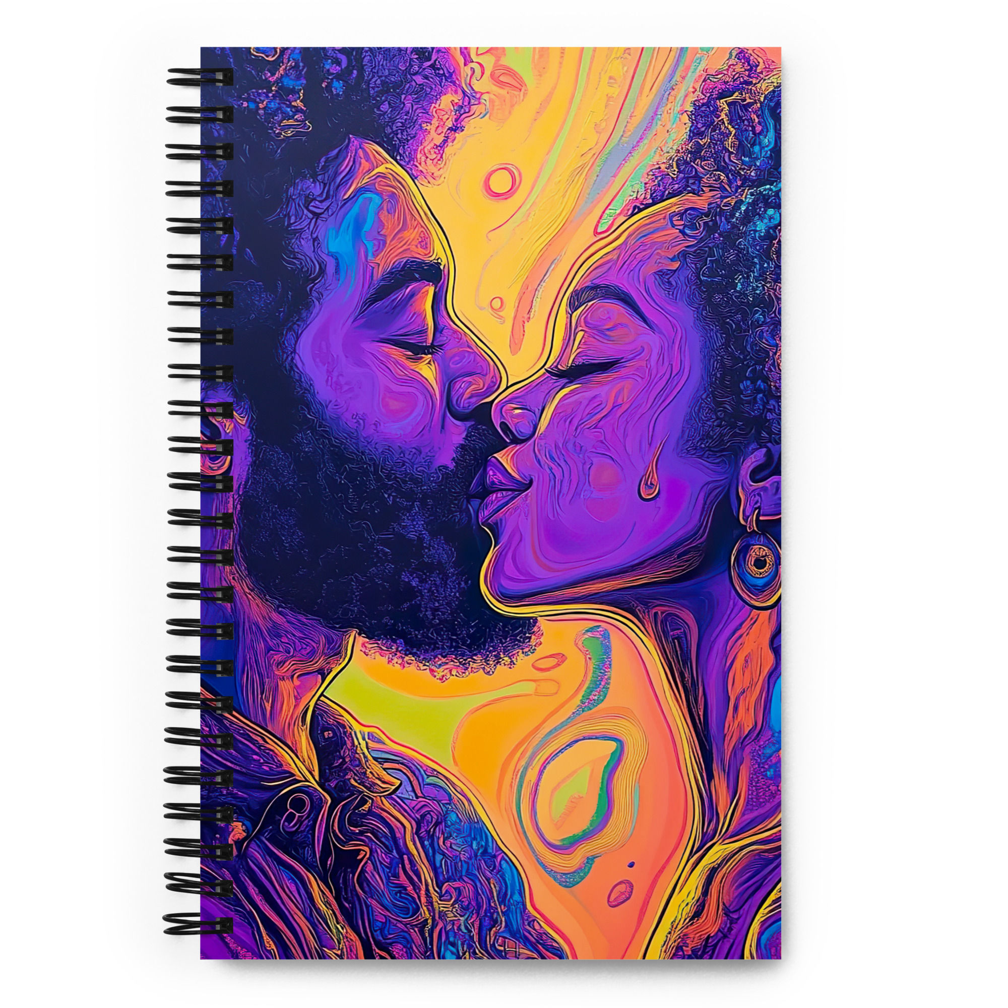 4 Fluorescent Art Afro Couple Spiral Notebook