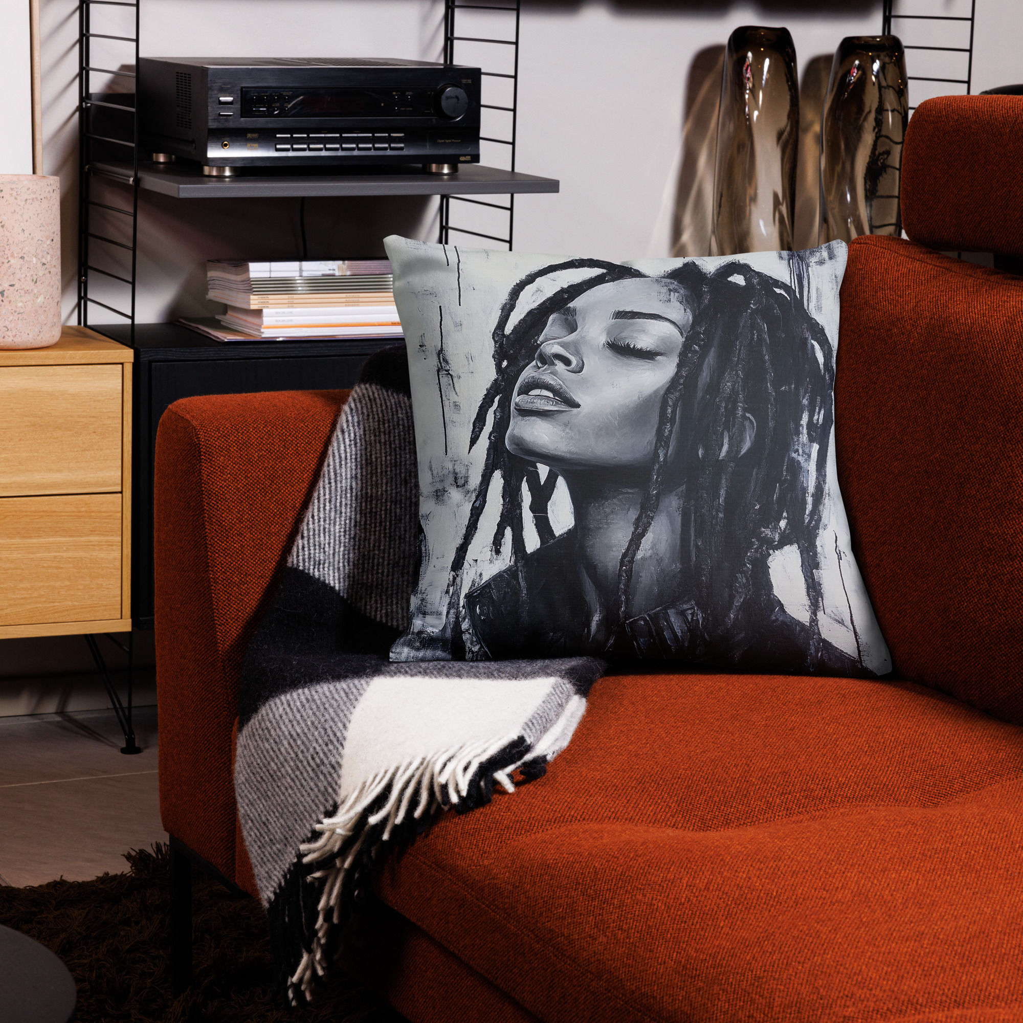 2 Modernism Art Dreadlocks Woman Premium Cushion