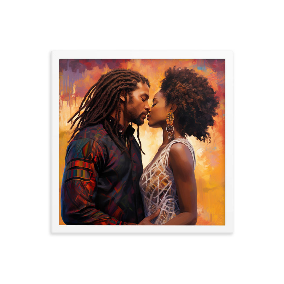 Thumbnail: 2 Impressionism Dreadlocks & Afro Couple Framed Art Print
