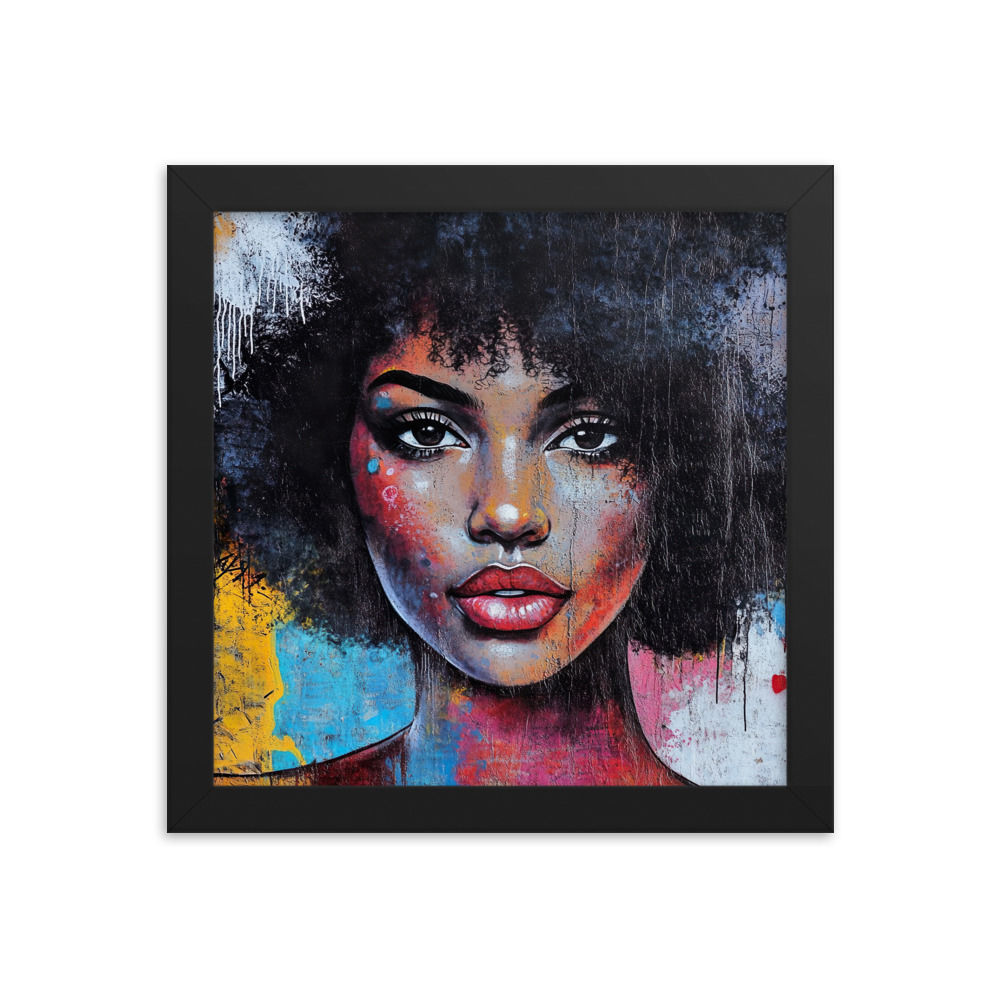 1 Graffiti Afro Woman Framed Art Print