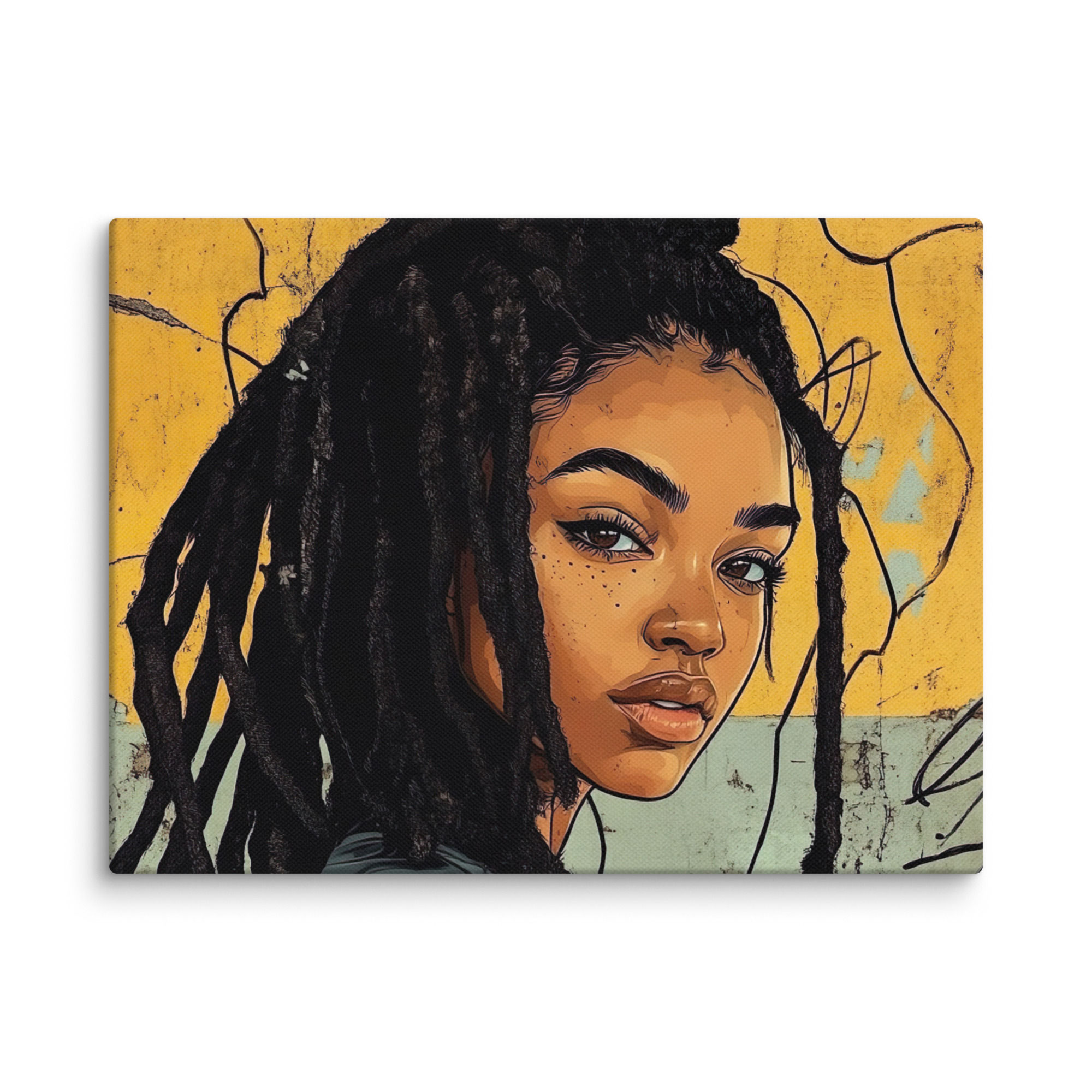 4 Graffiti Art Dreadlocks Woman Canvas Wall Art