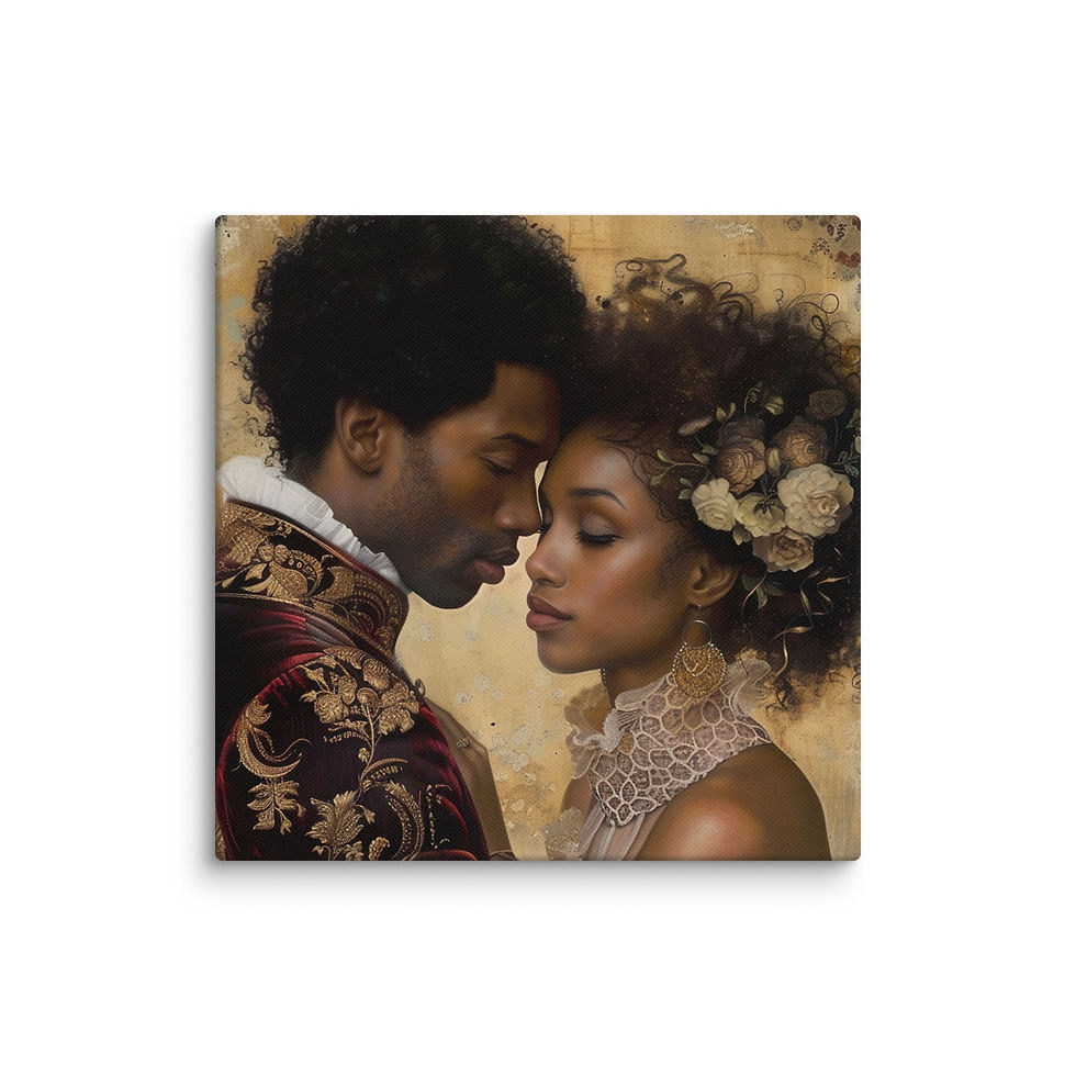 Thumbnail: 3 Rococo Art Afro Couple Canvas Wall Art